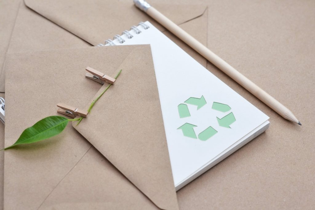 Notebook Recycle Eco,Friendly,Notebook,With,Recycle,Symbol,,Wooden,Pencil,With,Green ...